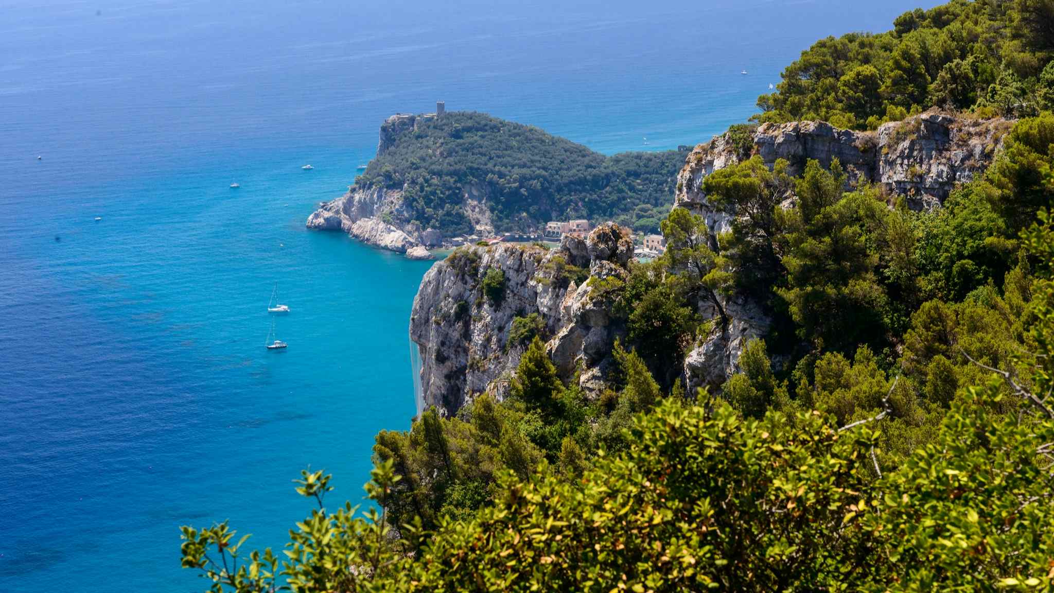 View of Saracens Bay, Liguria, Italy