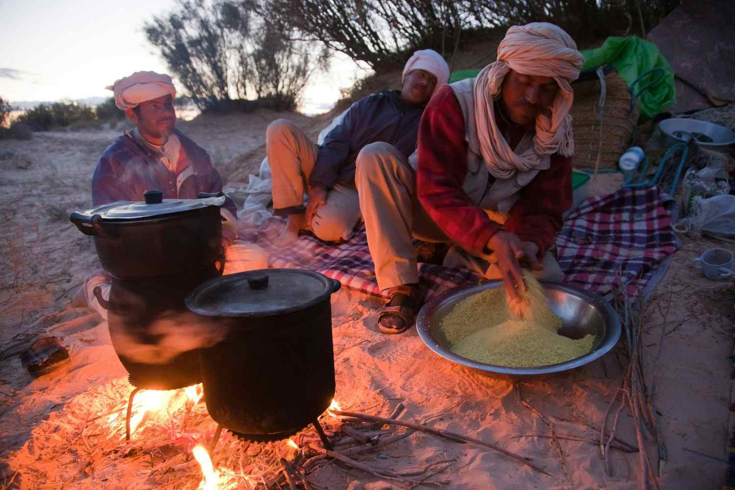 Cooking in the desert, Tunisia.
