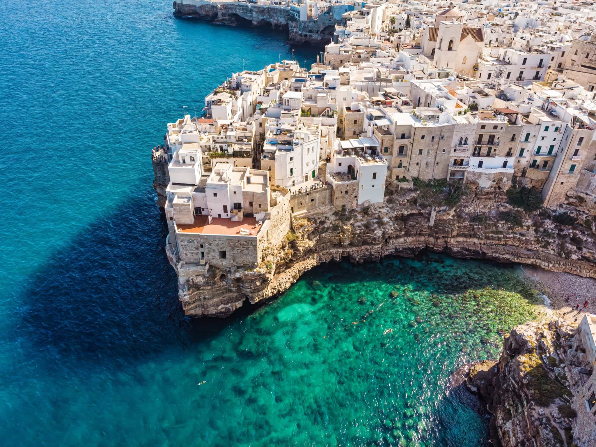 The town of Polignano a Mare on the coast in Puglia, Italy