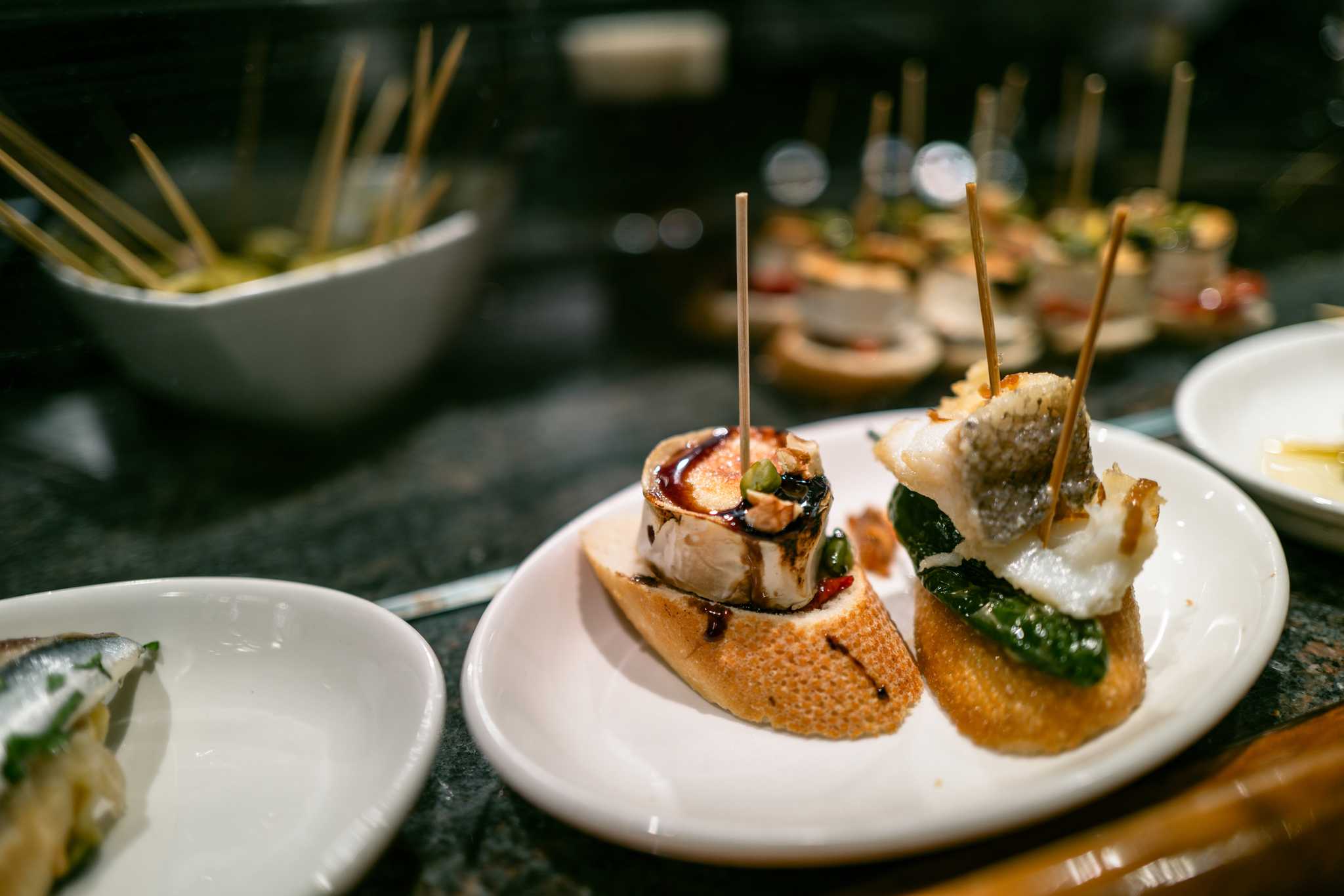 Pintxos served up in San Sebastian, Spain.