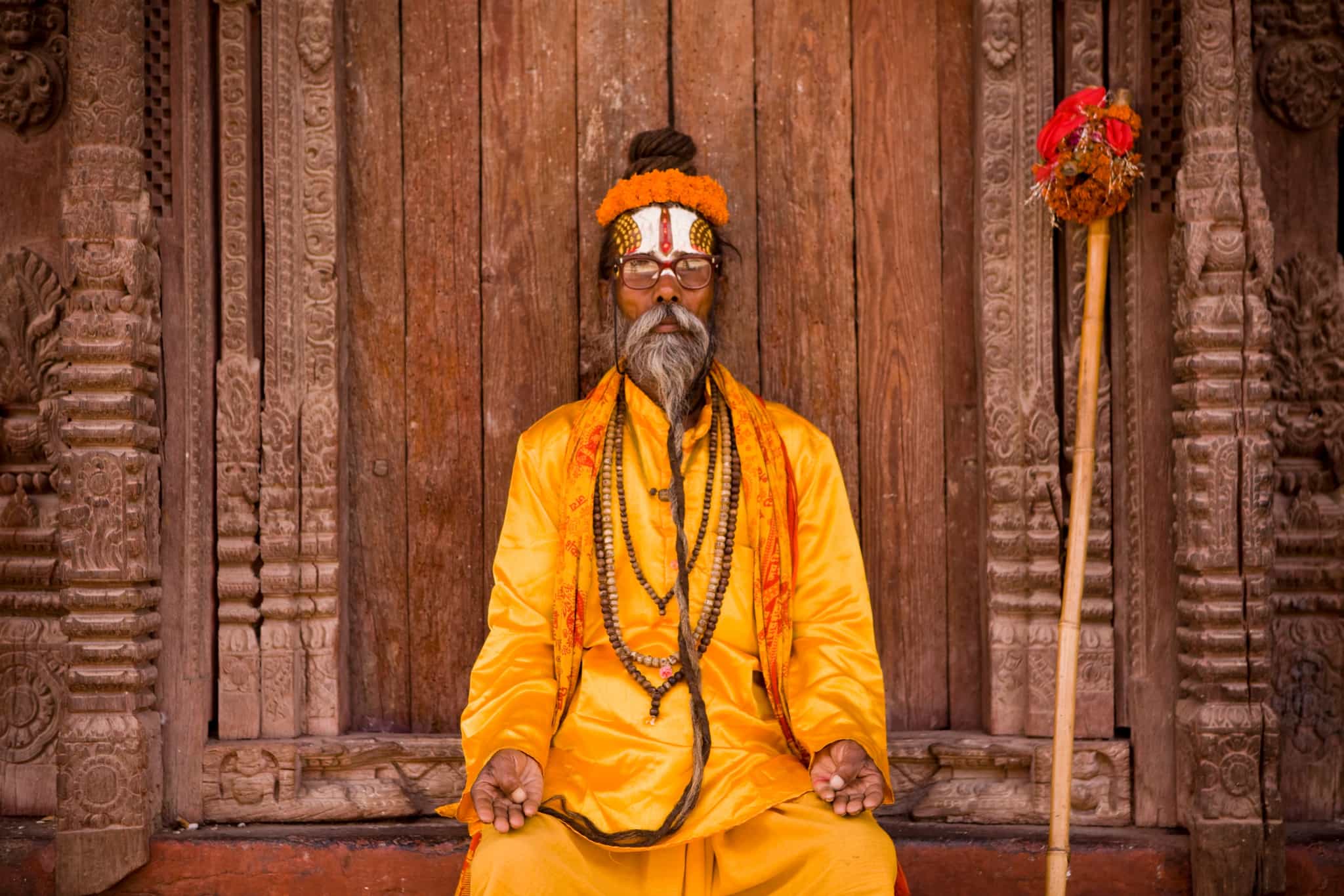 Sadhu spiritual man in orange robes