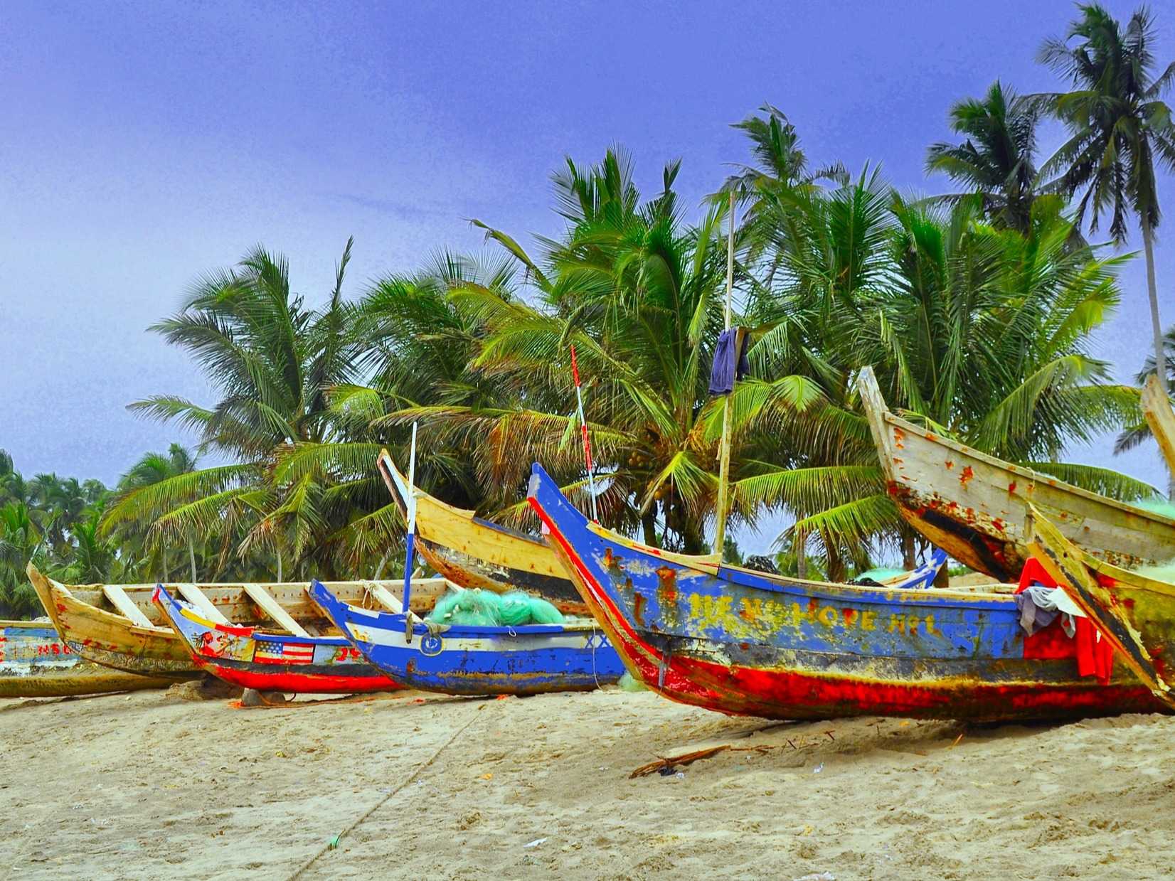 Traditional fishing boats in Ghana