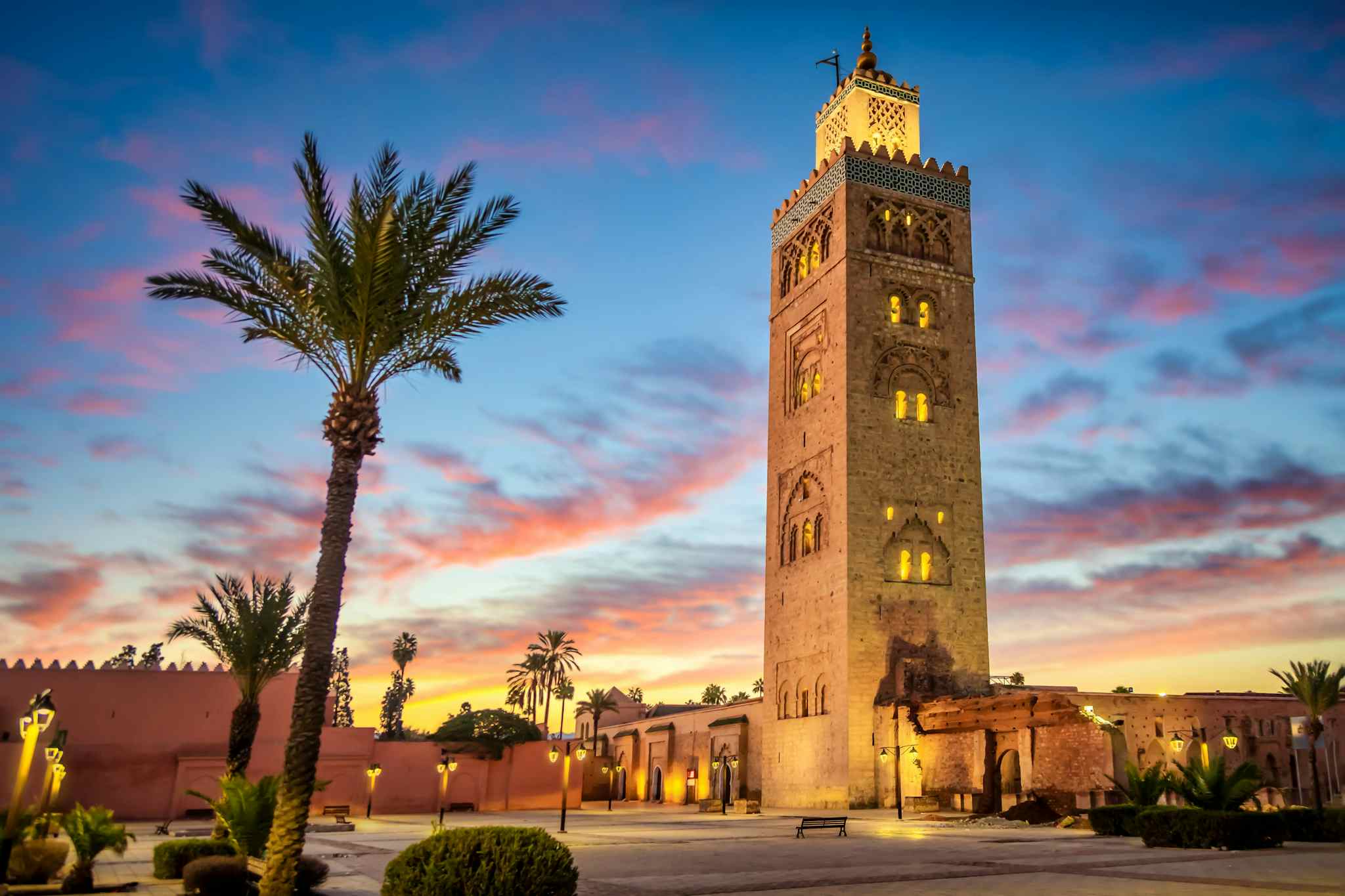 Koutoubai Mosque at sunset, Marrakech
