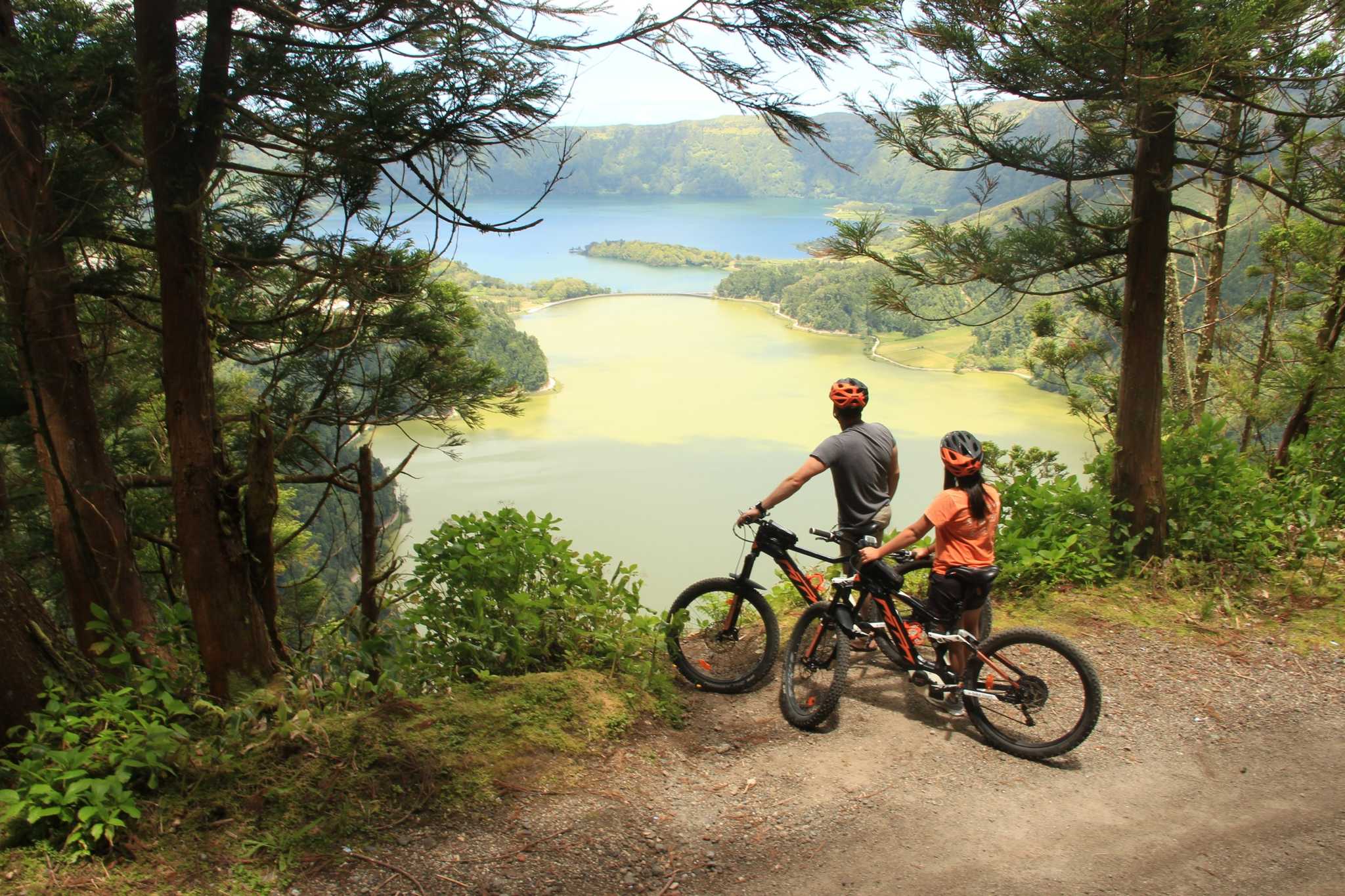 E-Biking at Sete Cidades on Sao Miguel island, Azores