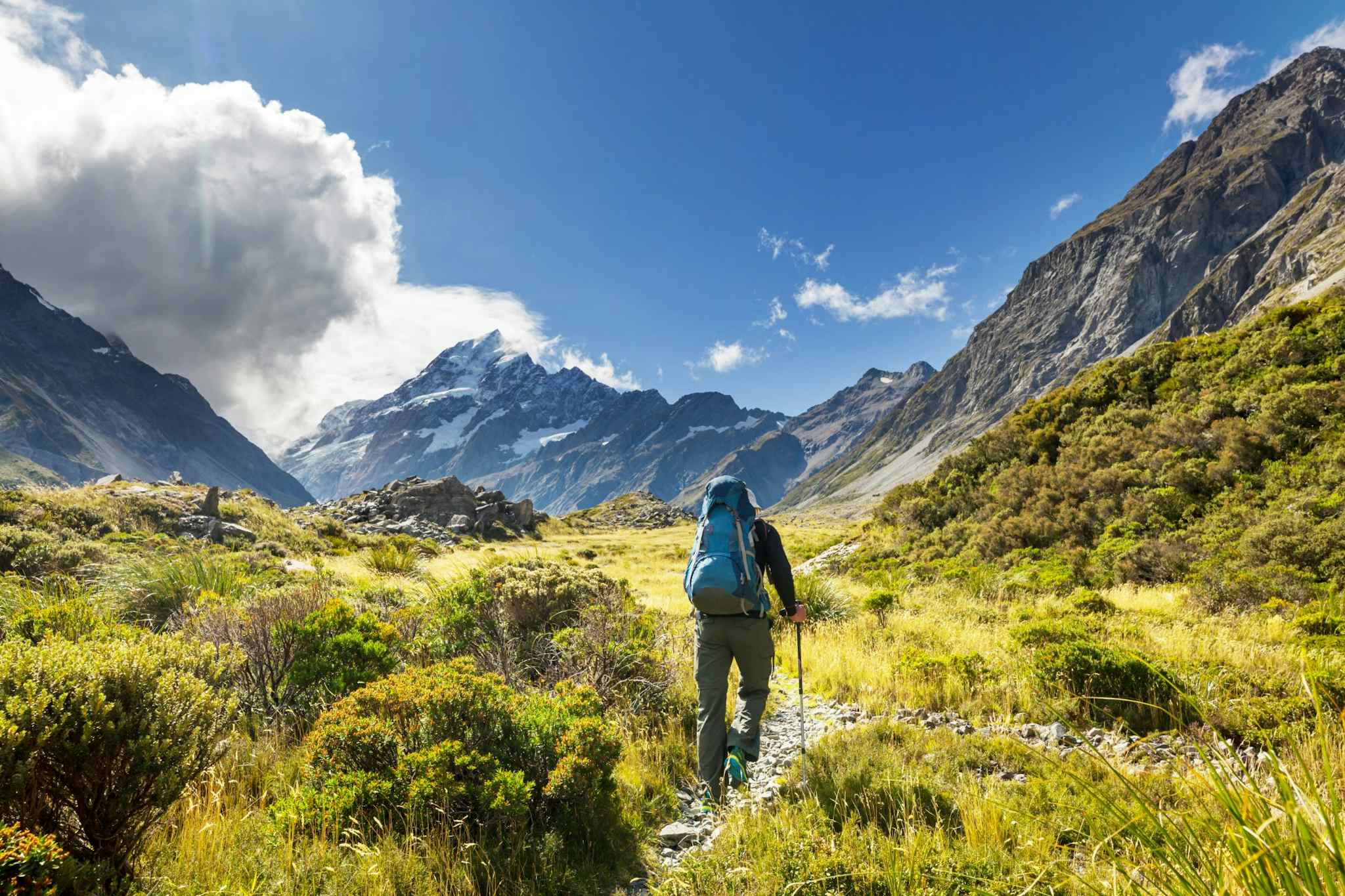 Hiker in New Zealand's Southern Alps