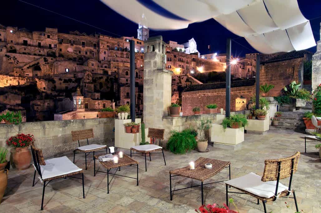 The terrace at Fra I sassi Residence, Matera