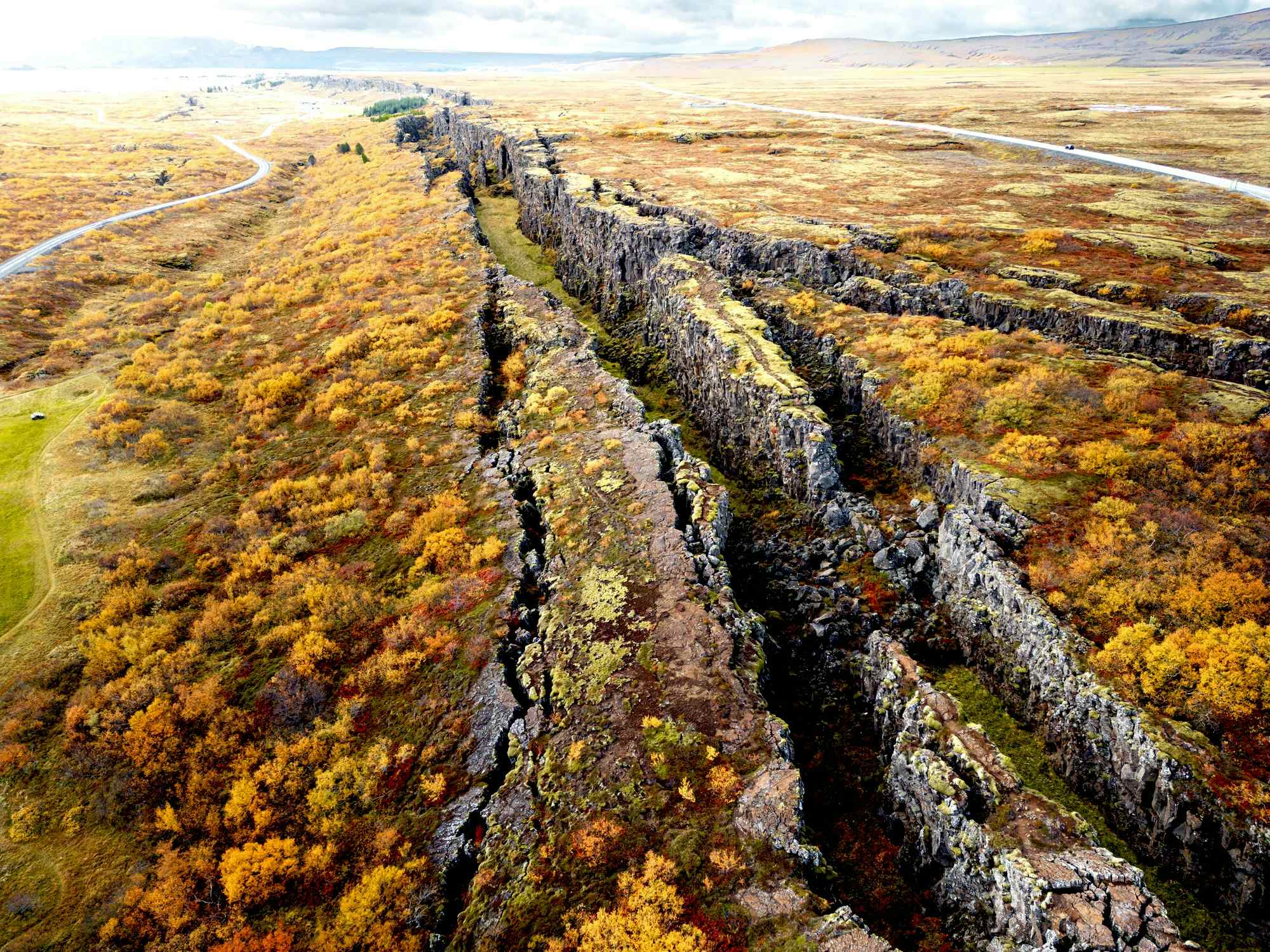 Fissure between the two tectonic plates in Iceland at Thingvellir
