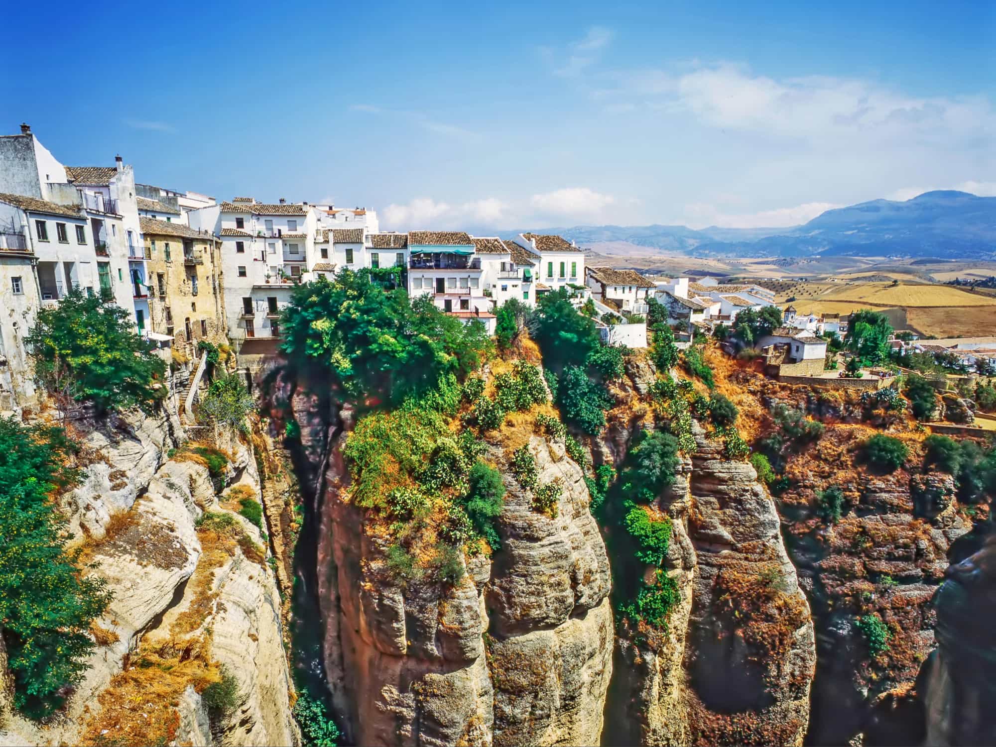 A view across the gorge of Ronda, Spain.