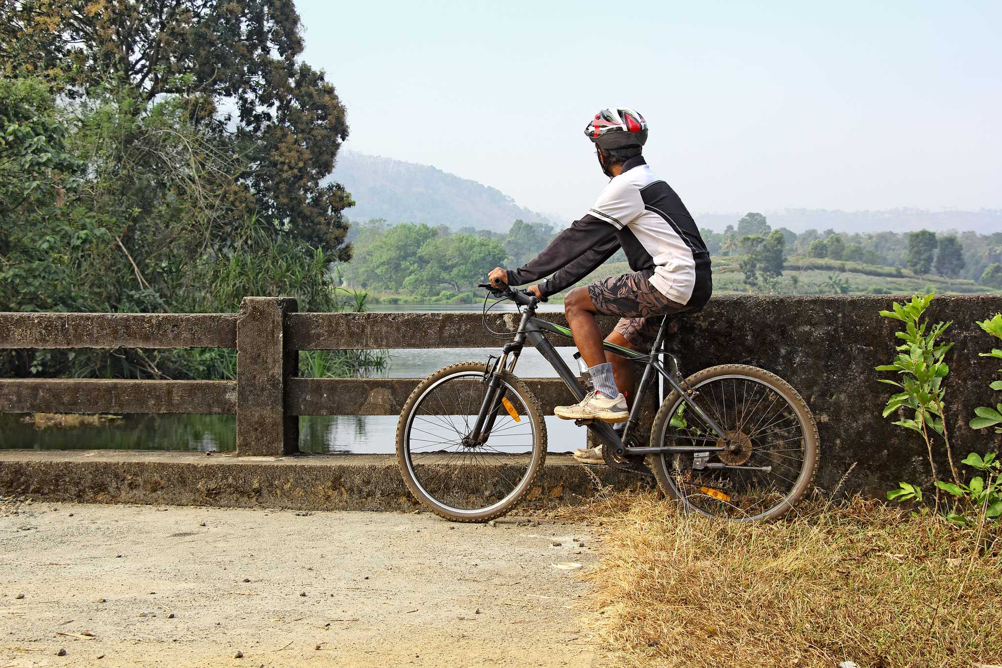 Cyclist in rural Kerala