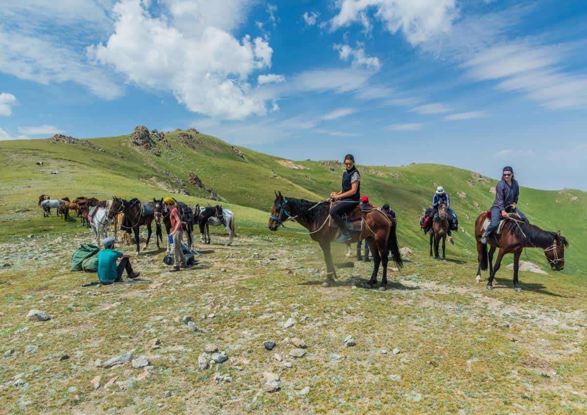 Horseback riding at Song Kul Lake, Kyrgyzstan