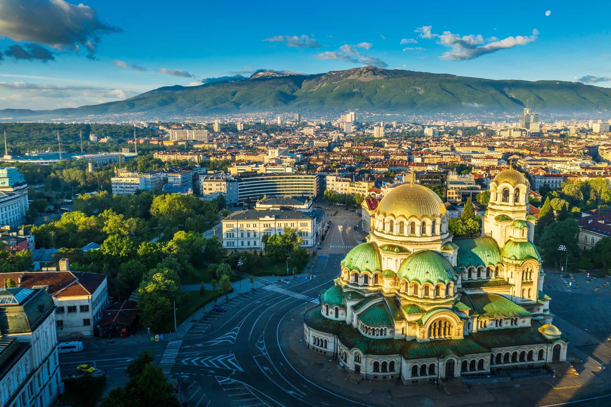 Aerial shot of the Orthodox Cathedral, Sofia, Bulgaria.