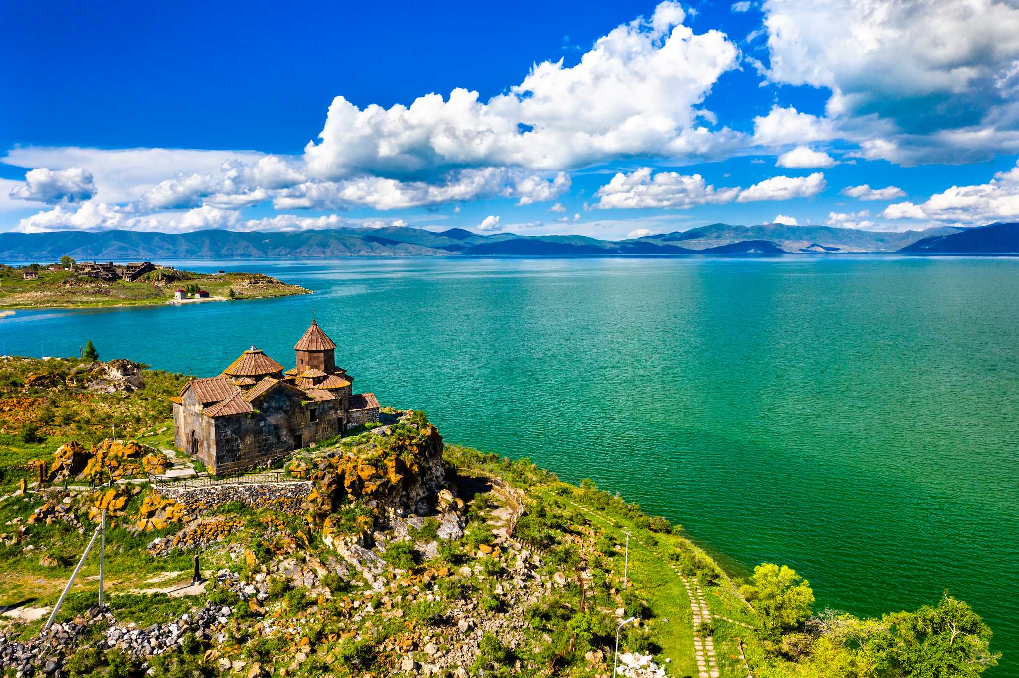 Hayravank monastery on the shores of Lake Sevan in Armenia. Image: Getty-1160098022
