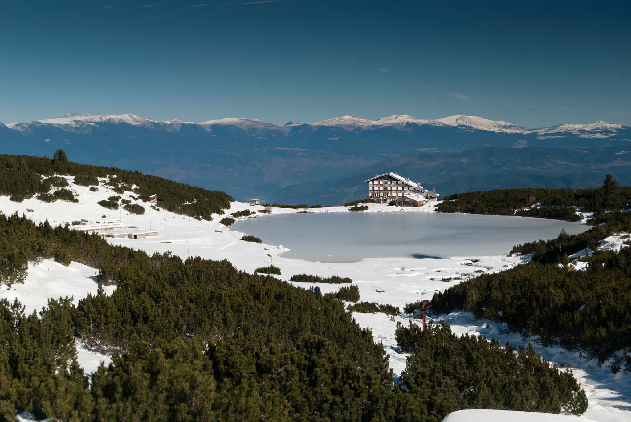 Mountian hut on the shores of Bezbog lake, Pirin Mountains