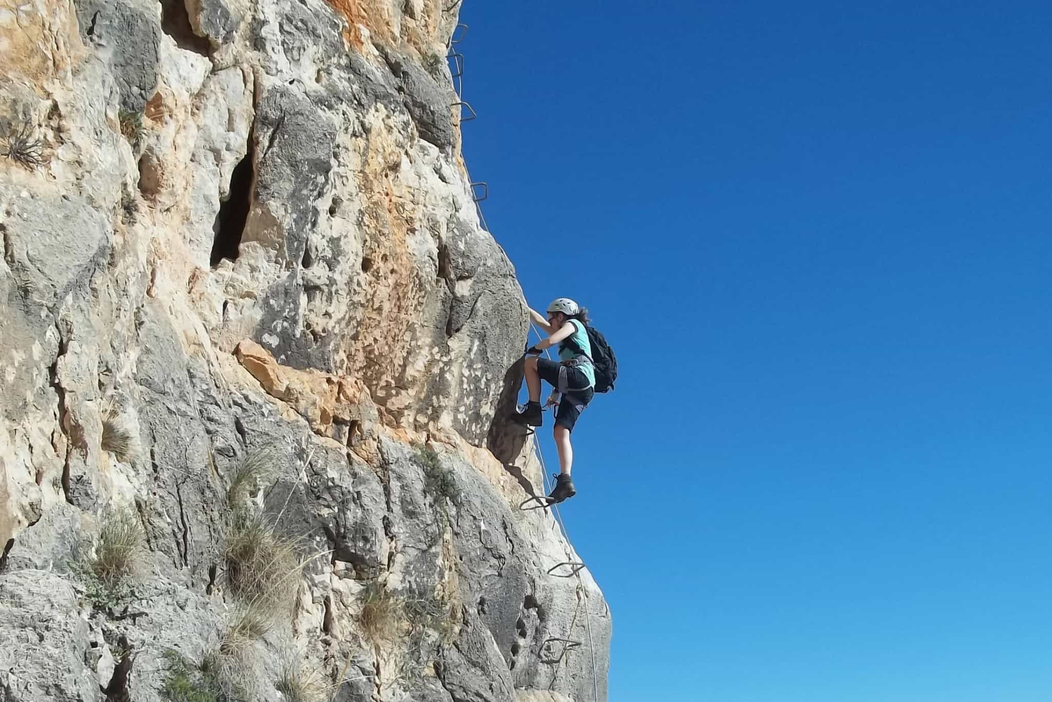 Via Ferrata in the Aitana massif, Spain. 