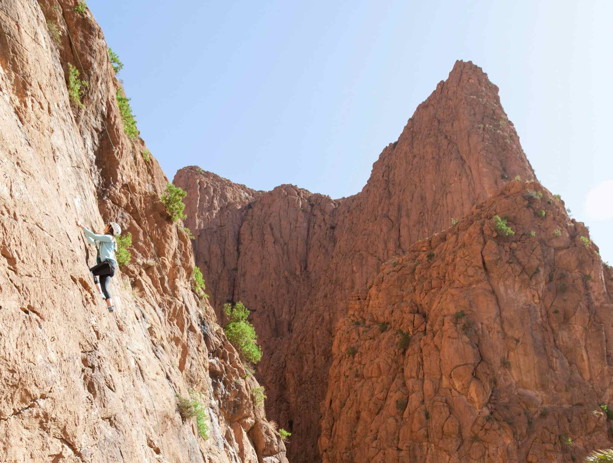Climbing at Todra Gorge, Morocco. Photo: Host/RocknYogi