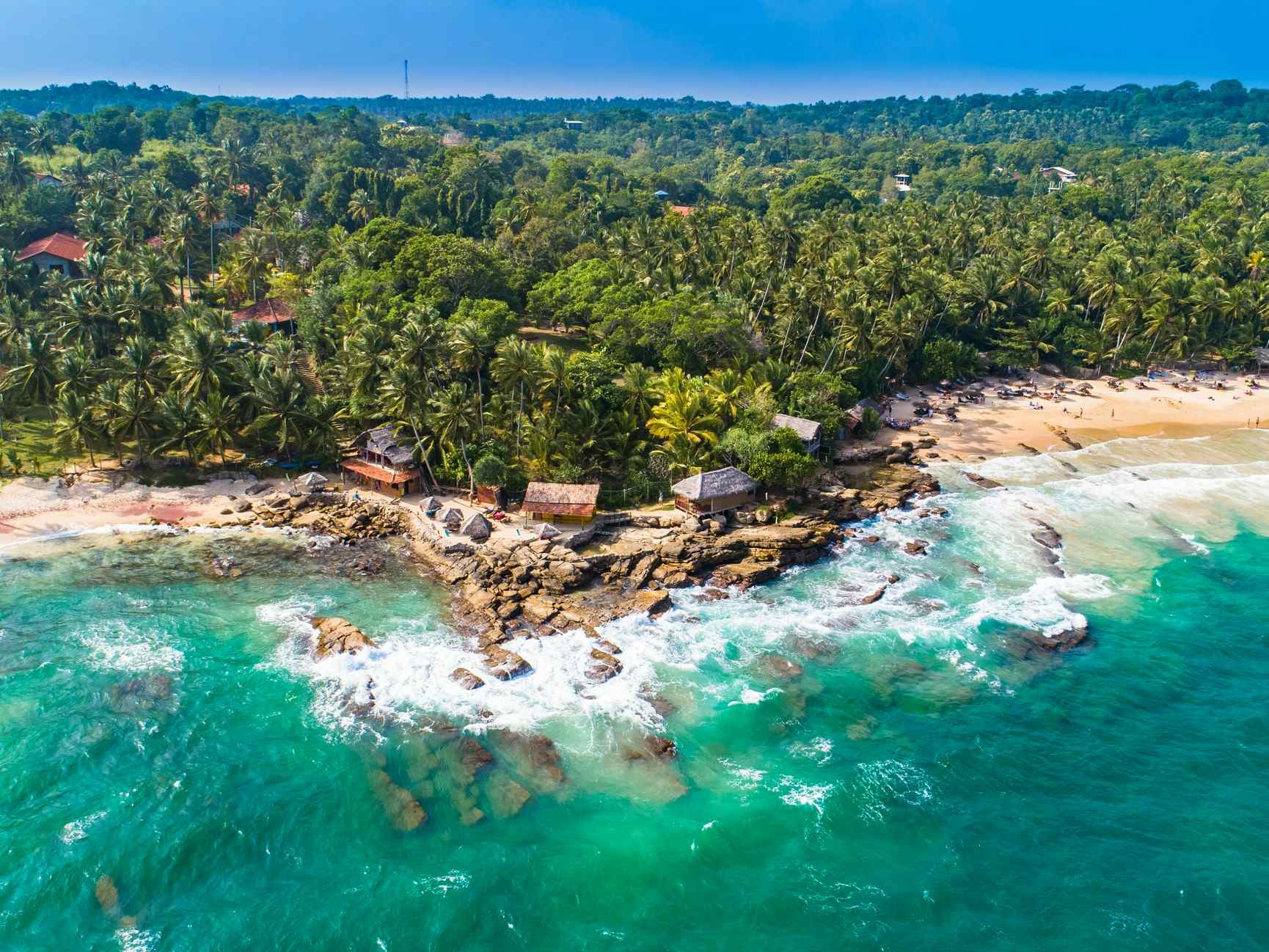 Aerial view of the south coast of Sri Lanka.