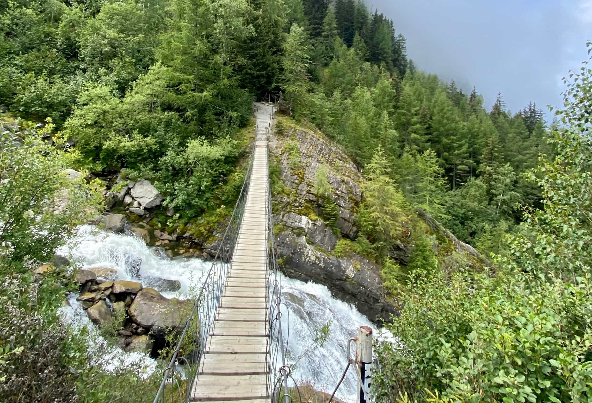 TMB Day 1: Suspension Bridge near the Glacier de Bionnassay