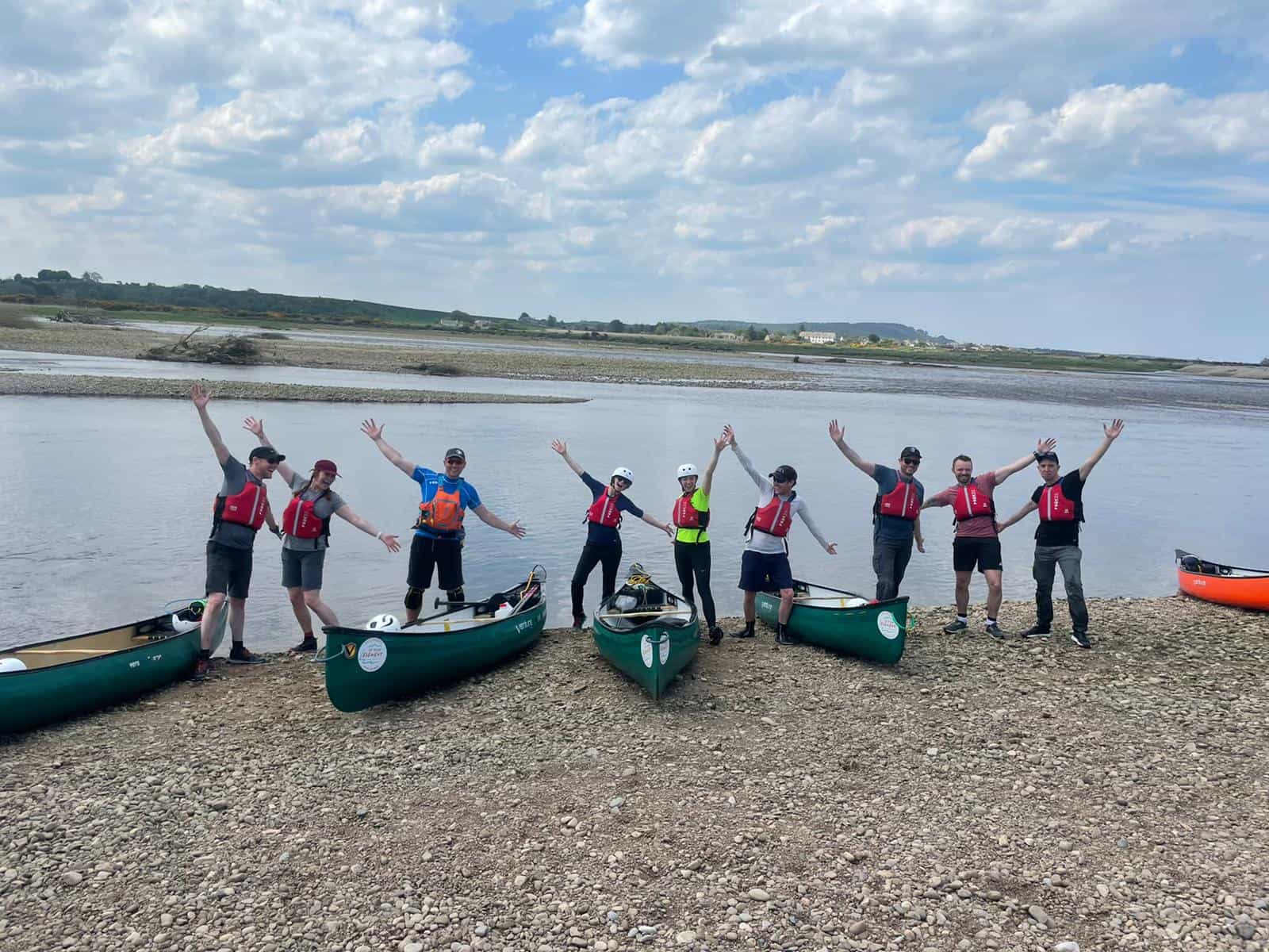 Canoeists at Spey Bay on the Moray Coast, Scotland