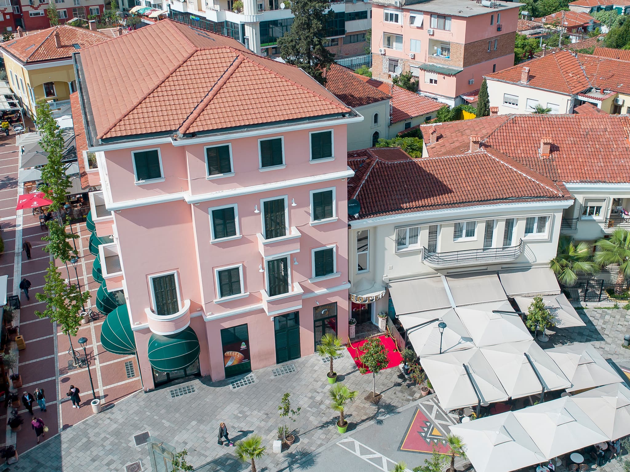 Aerial view of the Hotel Boka in Albania, Tirana