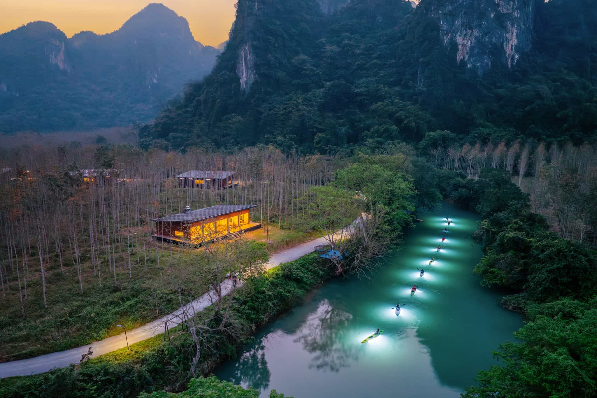 Night kayaking at the Blue Diamond in Vietnam.