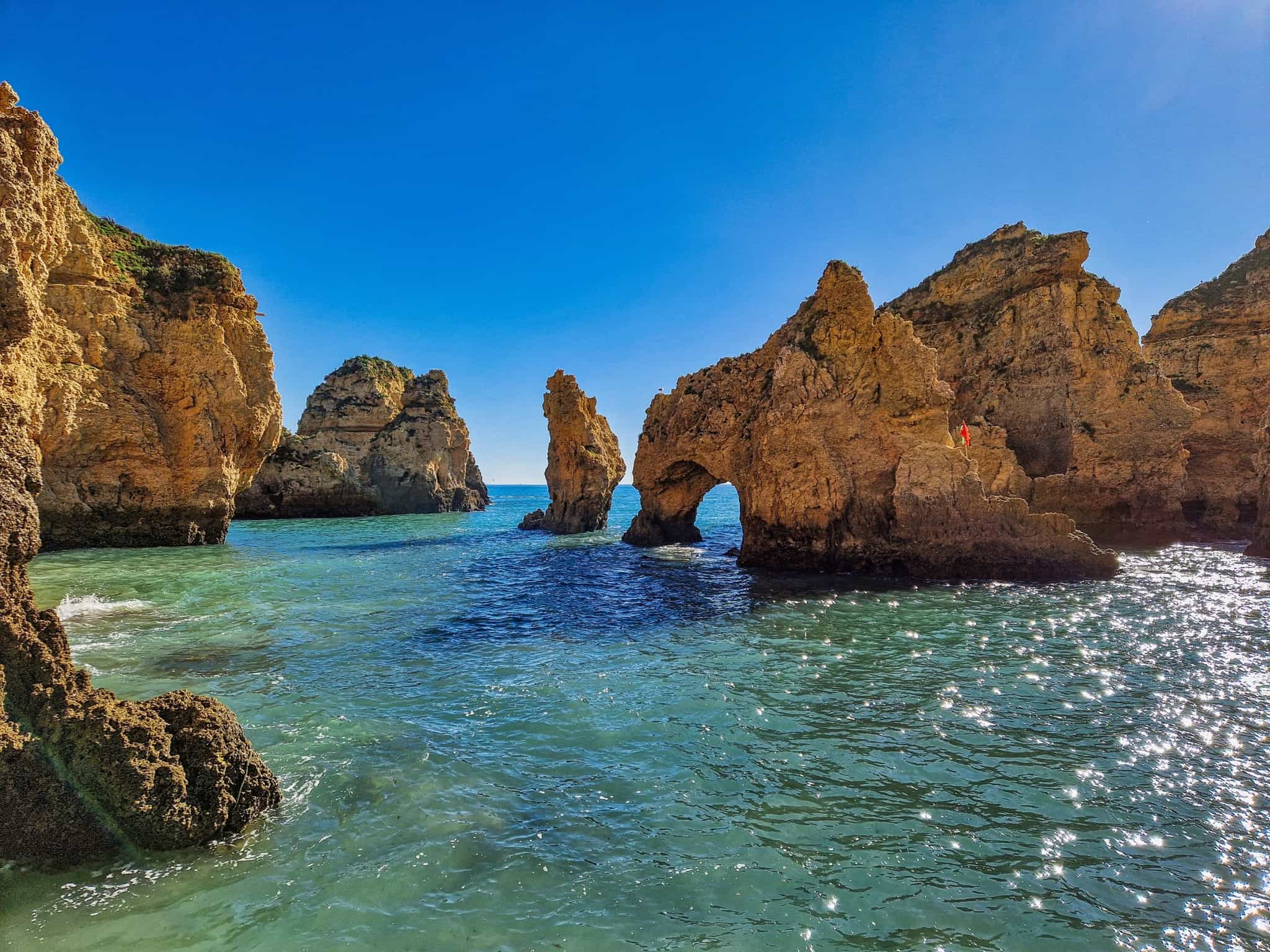 The rocks of Ponta da Piedade Rocks near Lagos in Portugal.