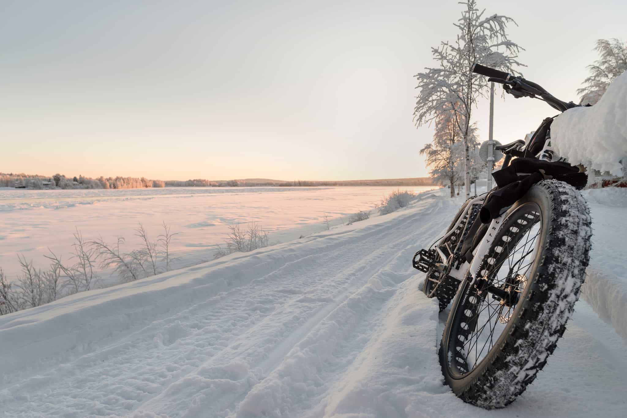 Fat bike in the snow, Norway.