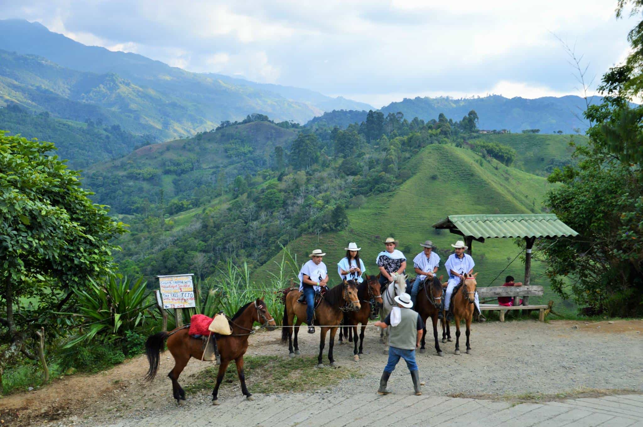 Group of horse riders in Salento region, Colombia