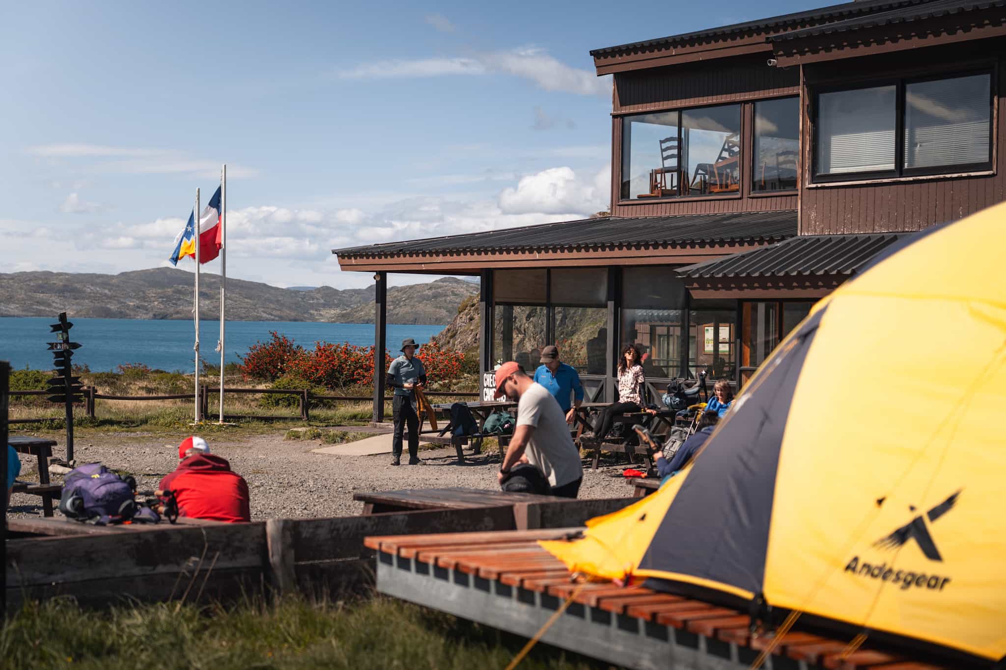Refugio Paine Grande Exterior on the shore of Lake Pehoe
