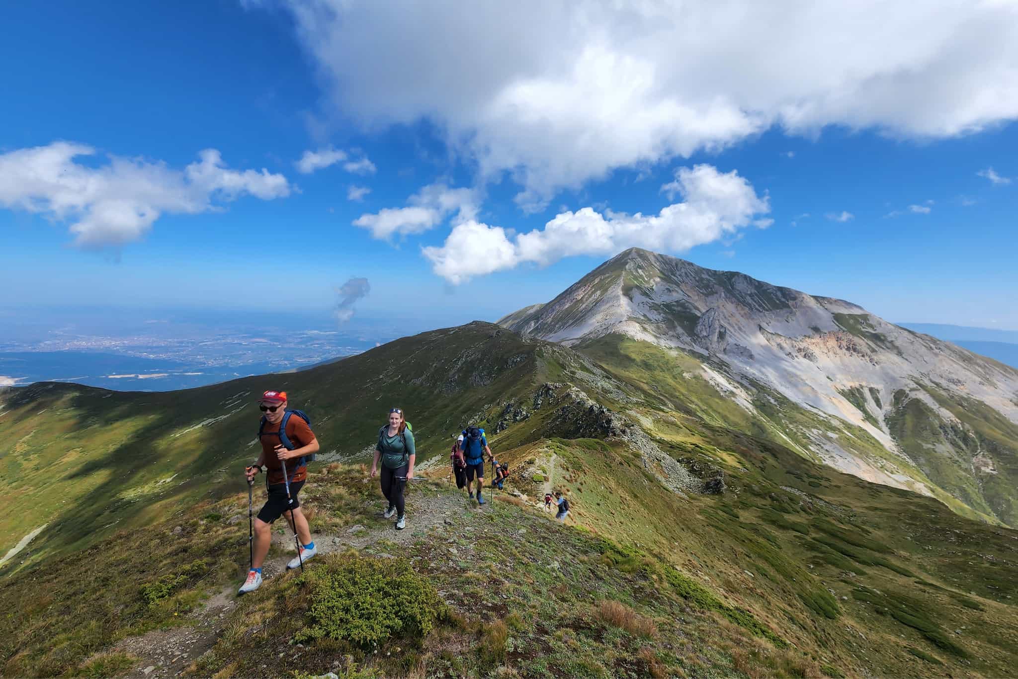 Hikers walking along a ridge in the Sharr Mountains, Kosovo. Photo: Butterfly Outdoor Adventure