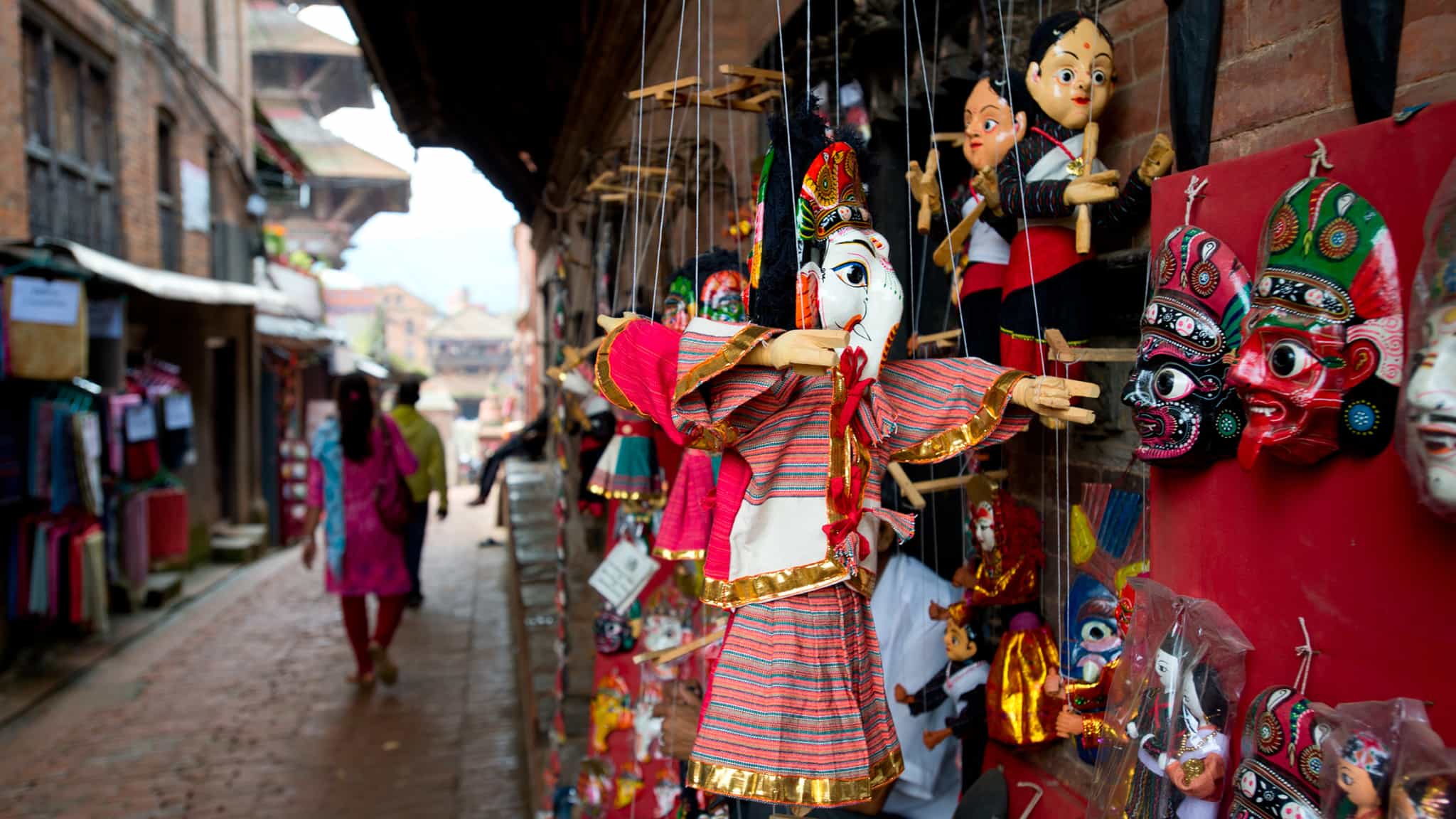 Typical street in Kathmandu, Nepal.