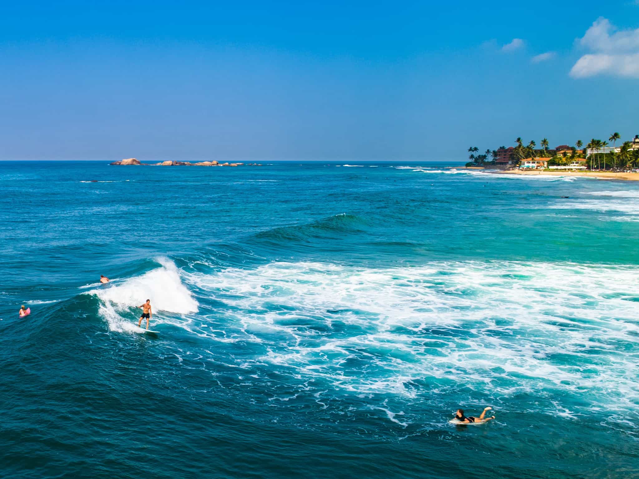 Surfing in Sri Lanka.