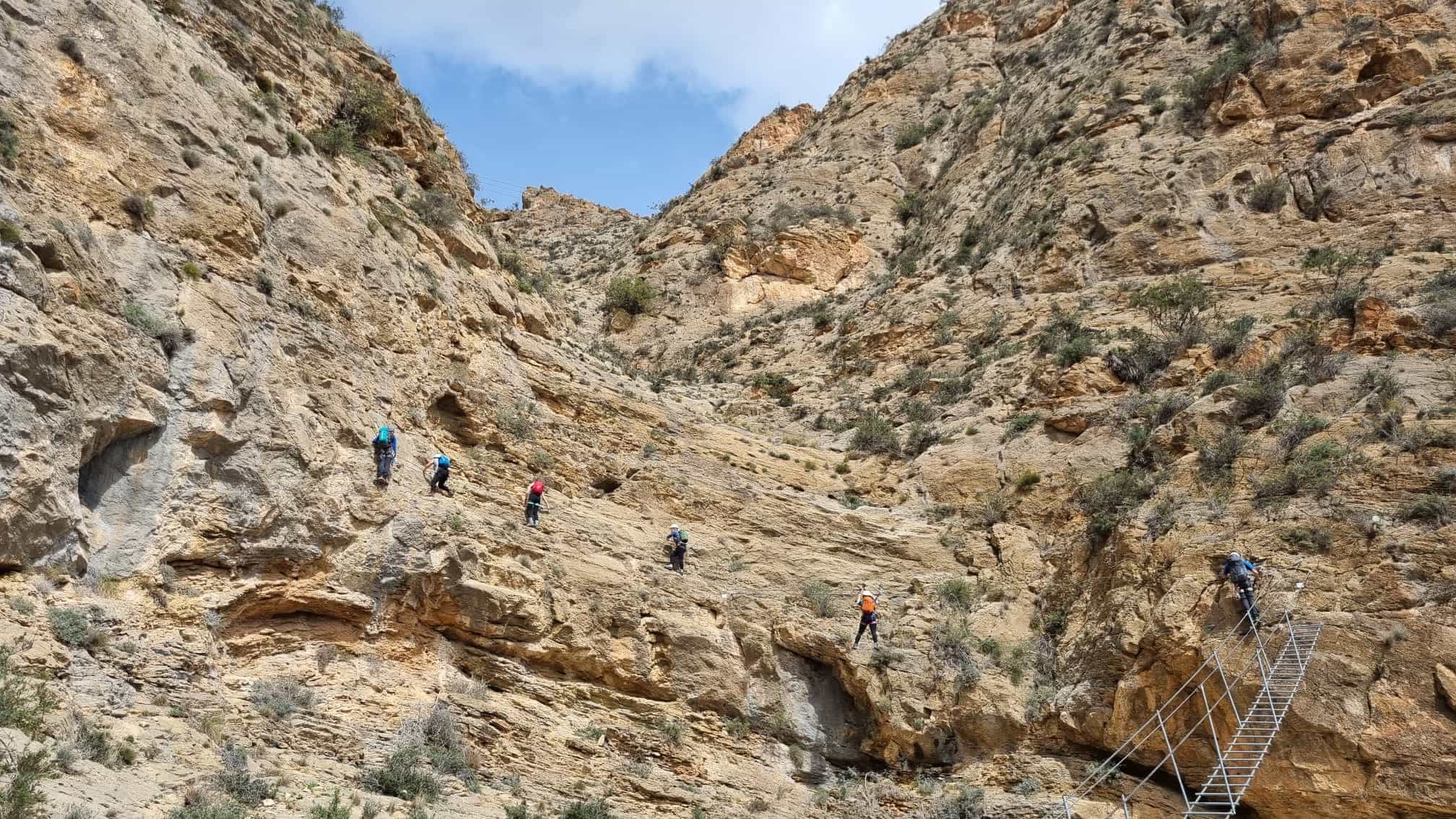 Group on a via ferrata, Spain. Photo: Host/Aitana Aventures