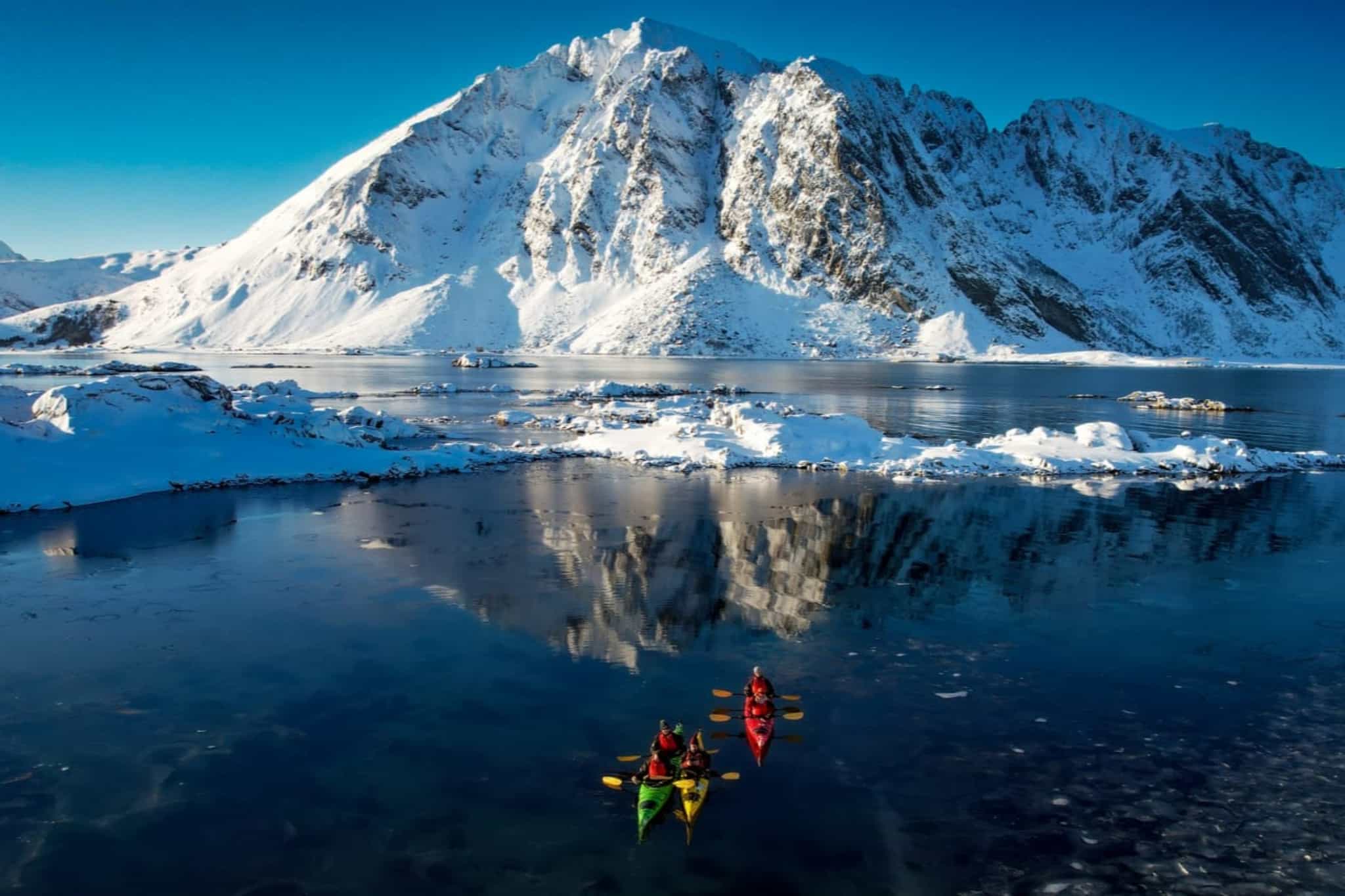 Lofoten Islands kayaking in winter, Norway