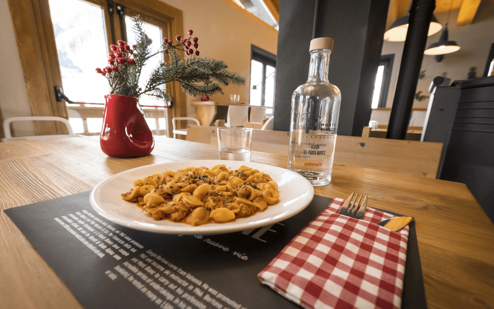 Pasta dinner at Rifugio Monte Bianco