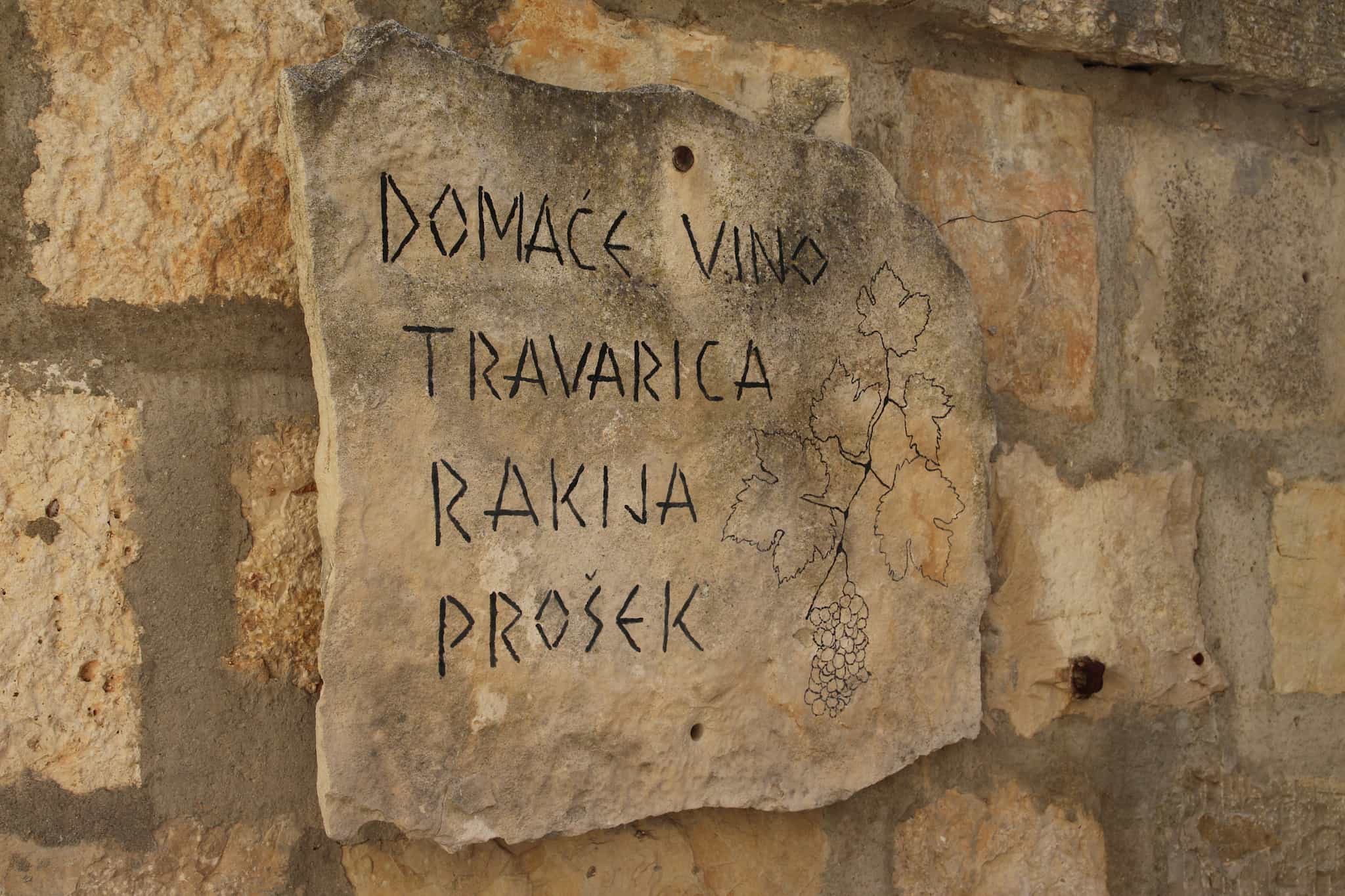 Traditional drinks sign in Croatia