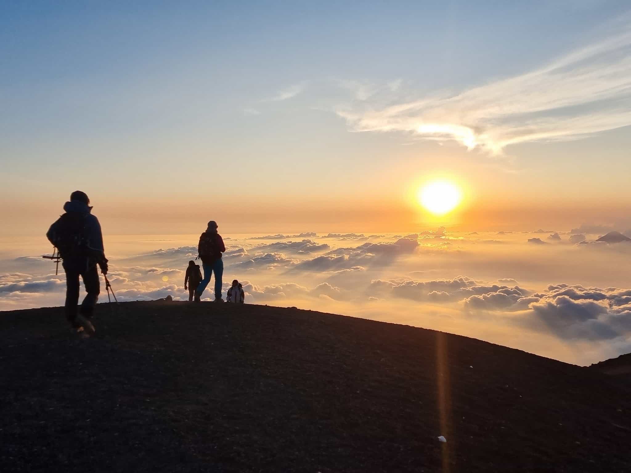 Sunset at the summit of Acatenango, Guatemala.