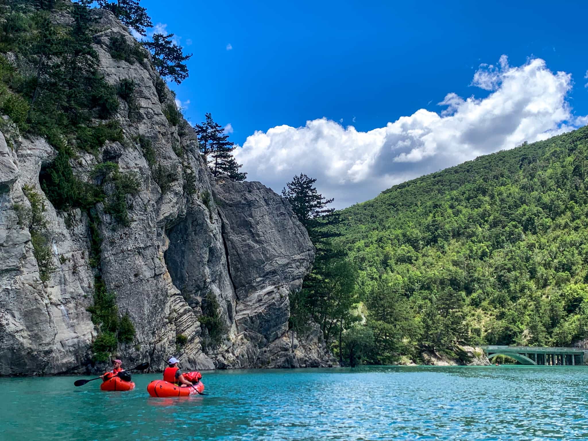 Packrafting on Lac St Croix, France.