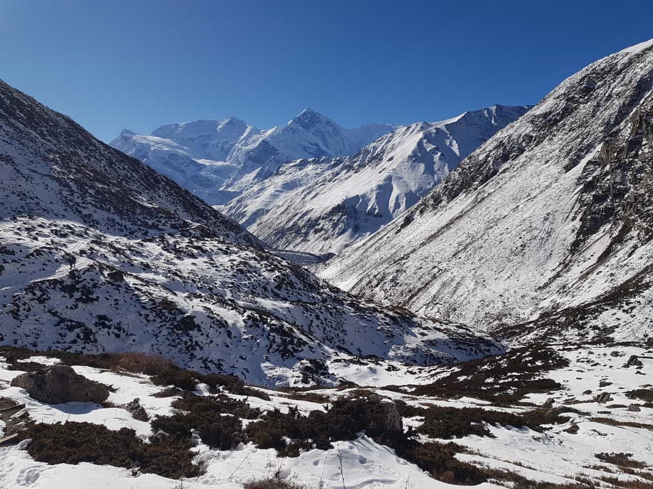 Landscape view of Annapurna III and the Gangnapurnas, Nepal.