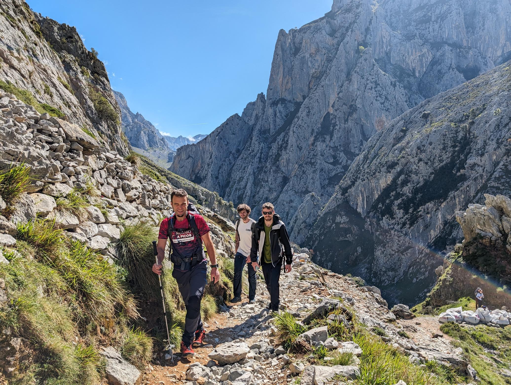 An early moment on the Ruta del Cares gorge walk, ascending from the start point. Photo: Stuart Kenny