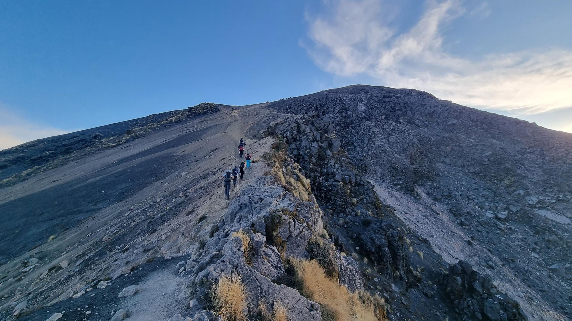 Hikers climb up to Acatenango summit