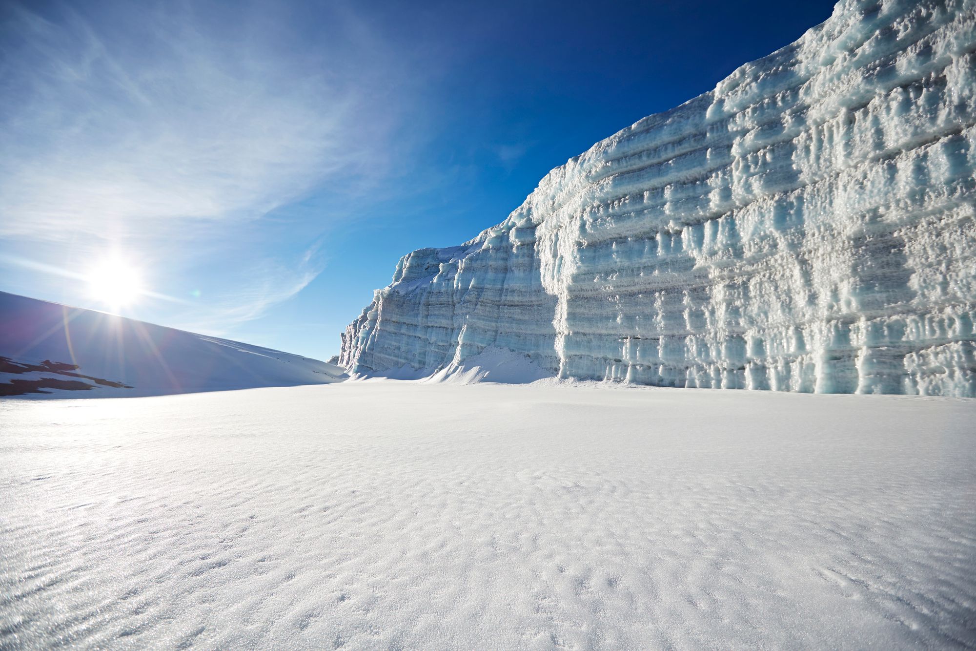 Glaciers near Kili summit on the Rongai Route. Photo: Getty.