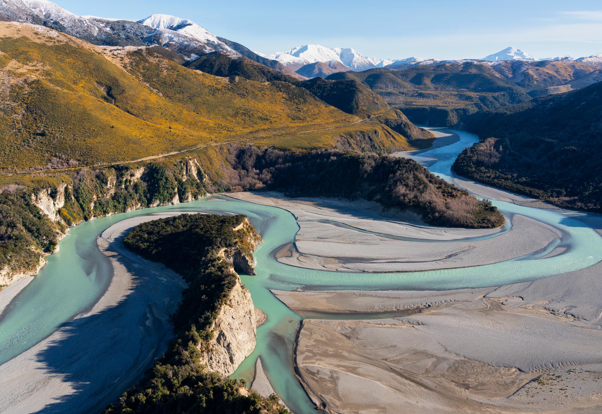 The Waimakiri River with the Southern Alps behind. Photo: Getty.