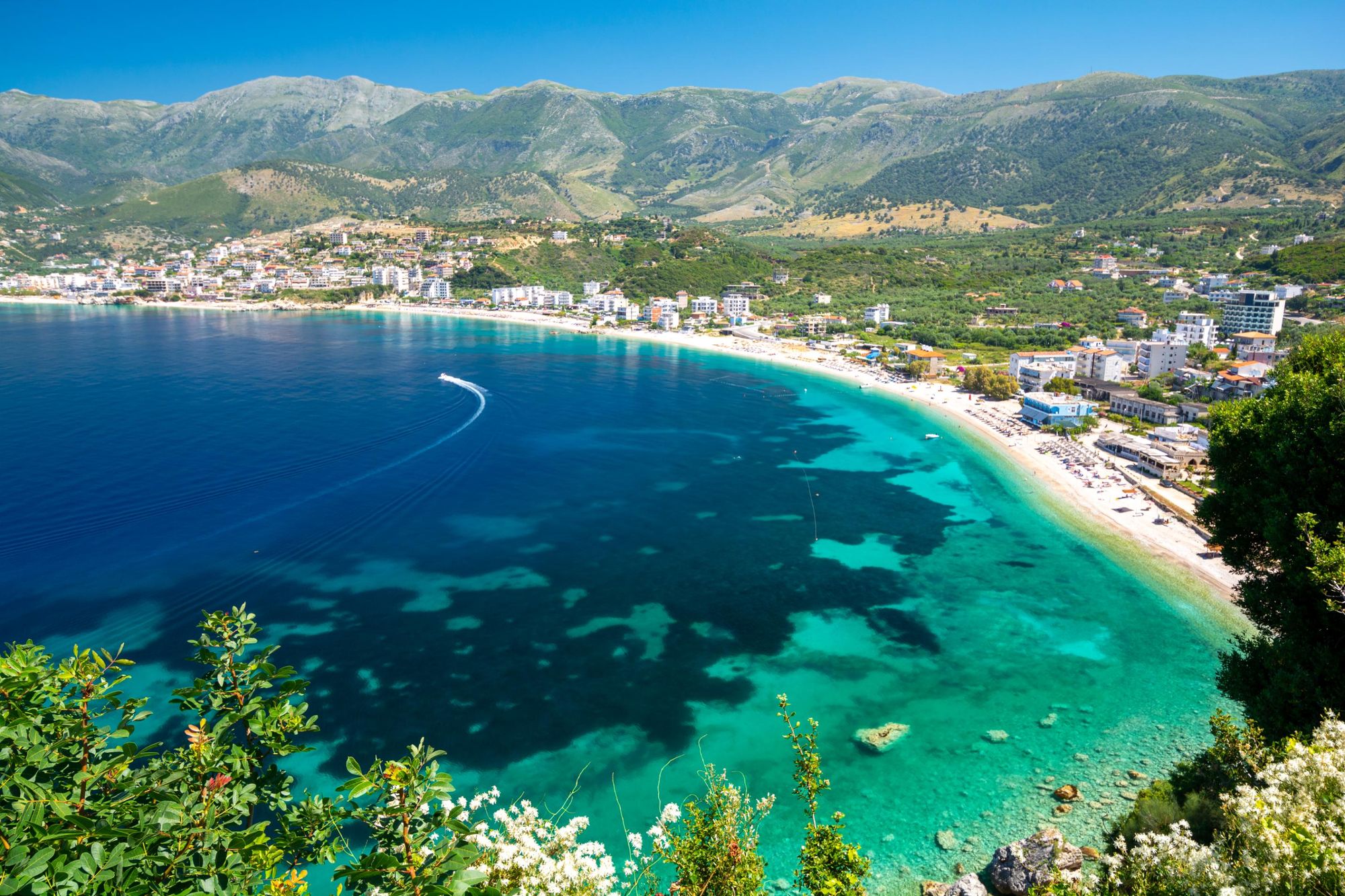 The coastline of the Albanian Riviera, with Himare pictured. Photo: Getty