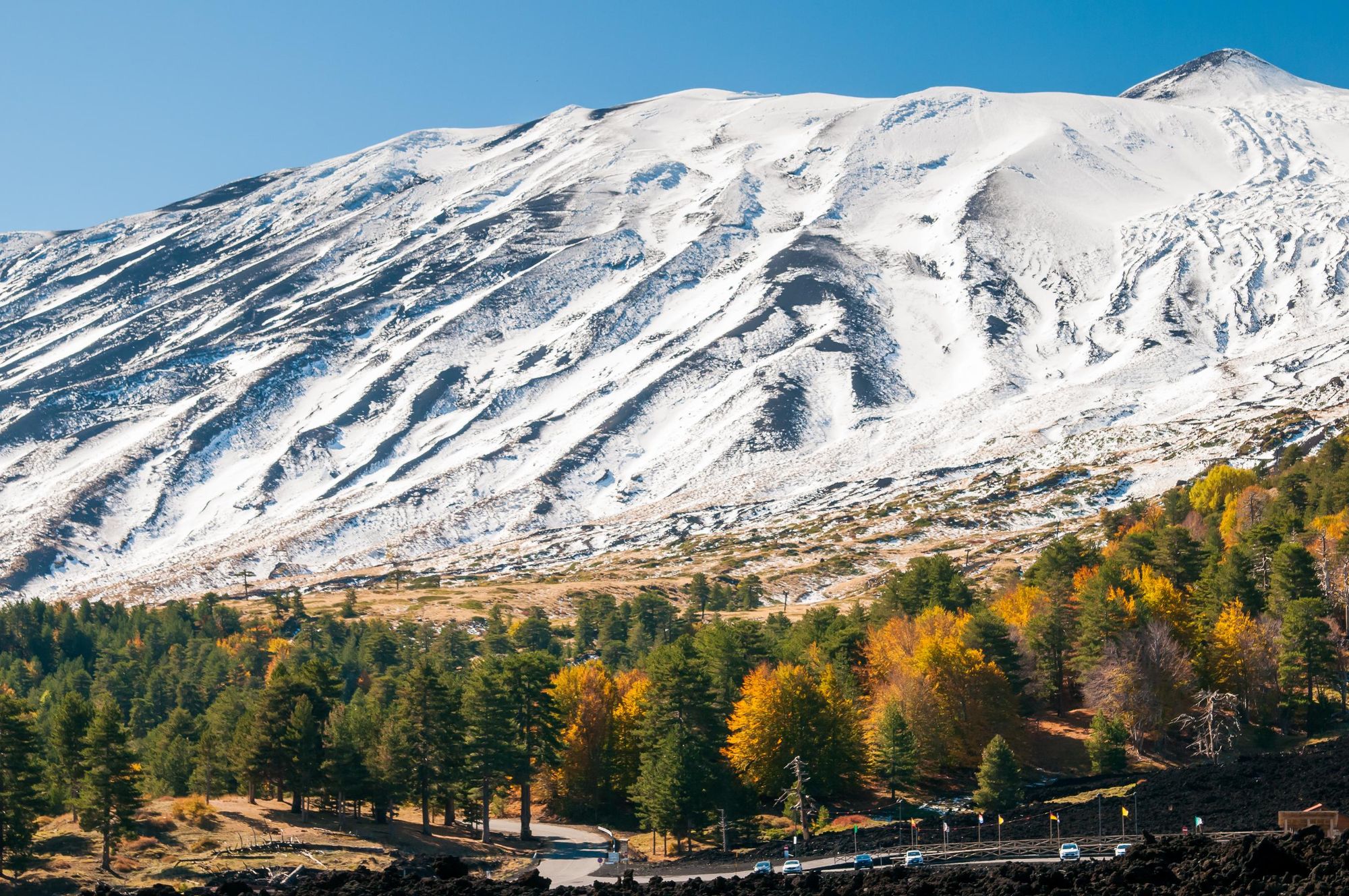 The mighty Mount Etna, blanketed in snow in winter. Photo: Getty