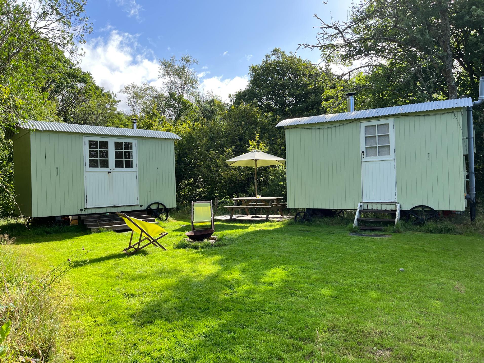 Two shepherd's huts in Snowdonia.