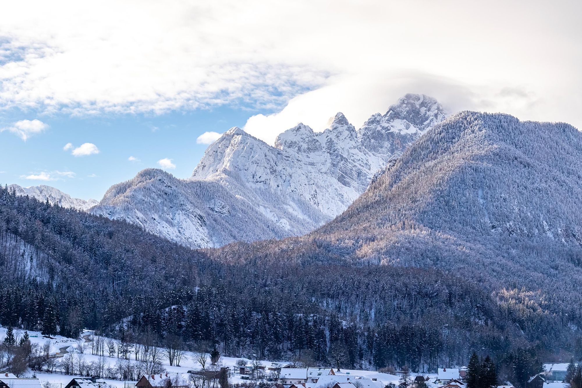 The Julian Alps, Slovenia covered in snow. Photo: Getty