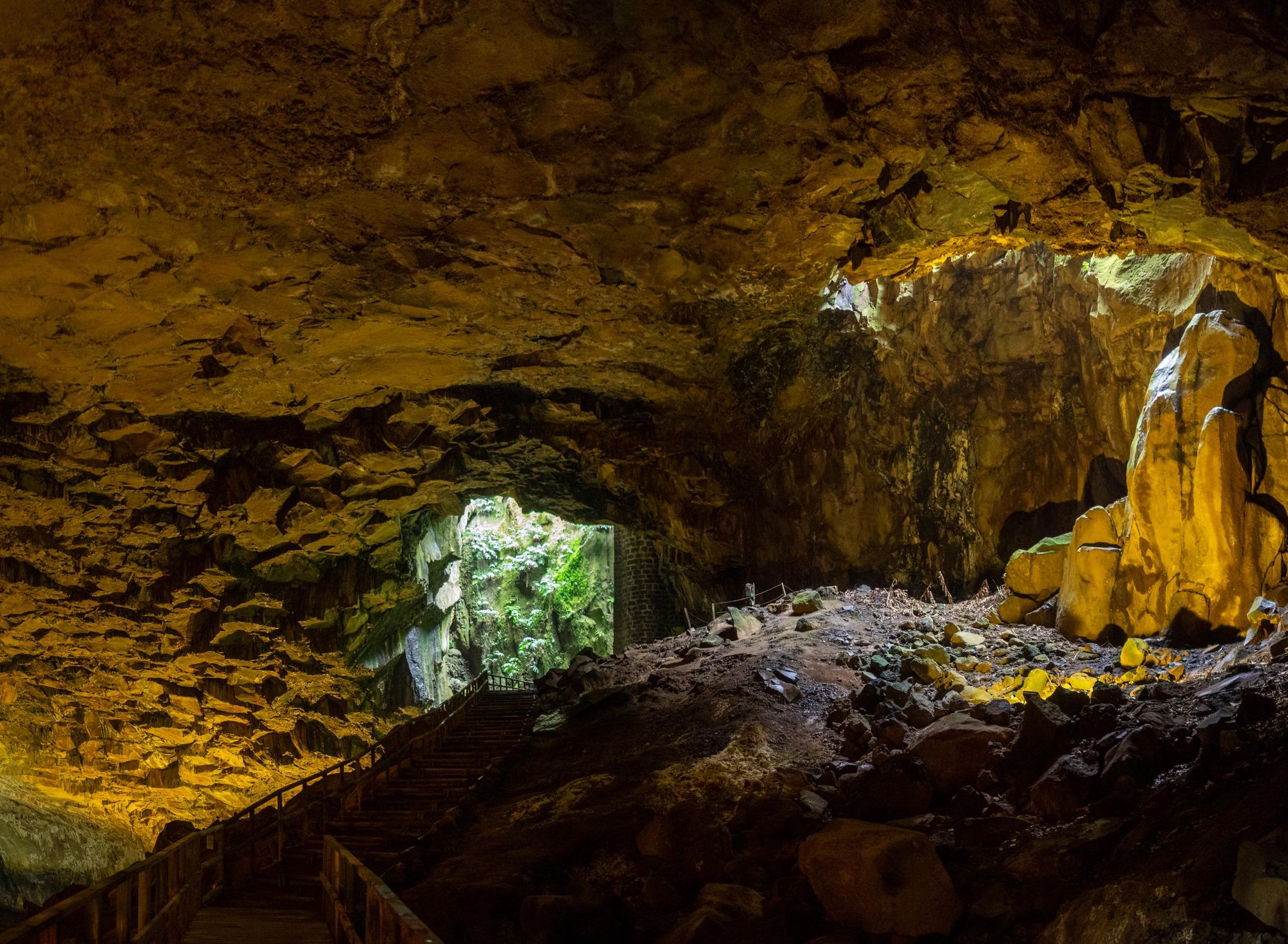 The interior of the Furna do Enxofre cave, Graciosa Island, Azores. Photo: Getty