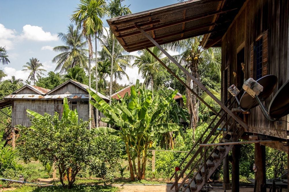 A homestay in on the rural island of Koh Trong, which sits in the middle of the mighty Mekong River in Cambodia. Photo: Easia Active