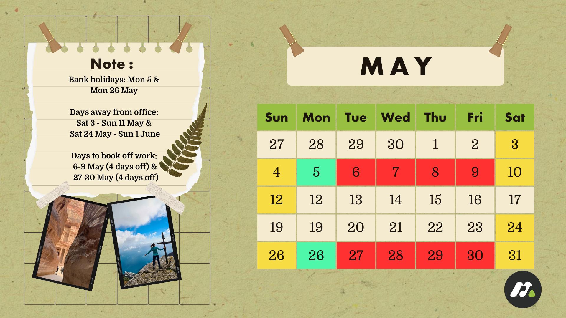 Annual leave hack dates for May