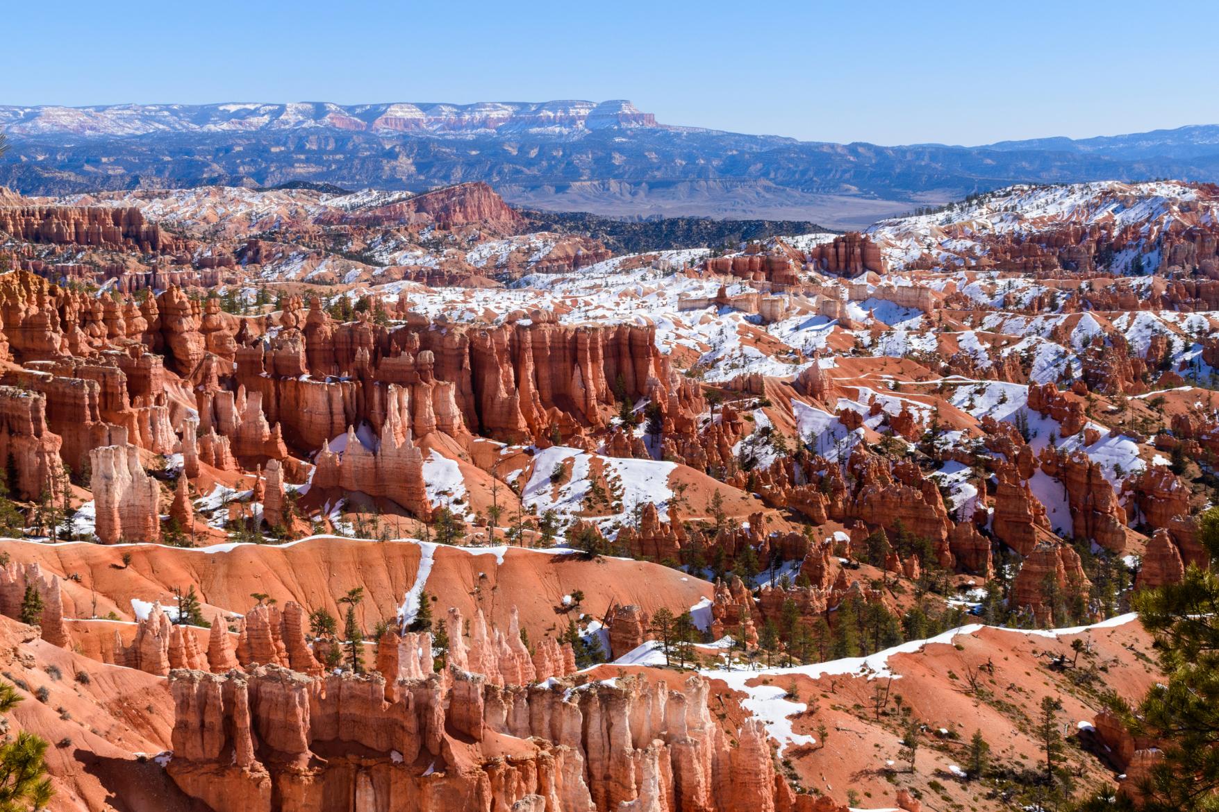 Snow covered hoodoos. Photo: Getty.